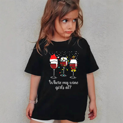 Combed Cotton New Christmas Children's Short Sleeve Girls' T-Shirt Kids Clothing Boys' Short Sleeve