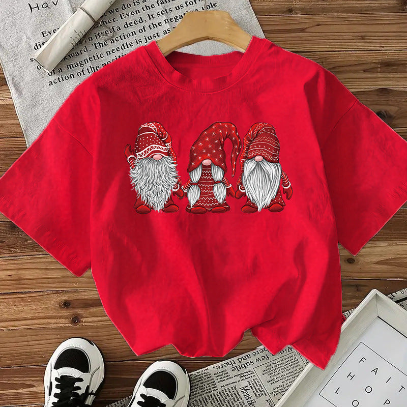 Doll Cotton Women's Short Sleeve Fashion Style Top American Christmas New Arrival