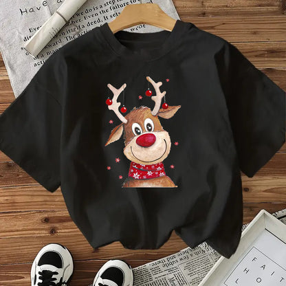 Fashionable Style Short Sleeve Cotton Women's Top American Christmas New Arrival