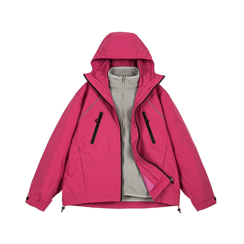 Outdoor Hooded Windbreaker Jacket for Men, Unisex 3-in-1 Loose Casual Cotton Coat