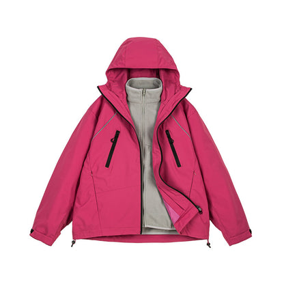 Outdoor Hooded Windbreaker Jacket for Men, Unisex 3-in-1 Loose Casual Cotton Coat