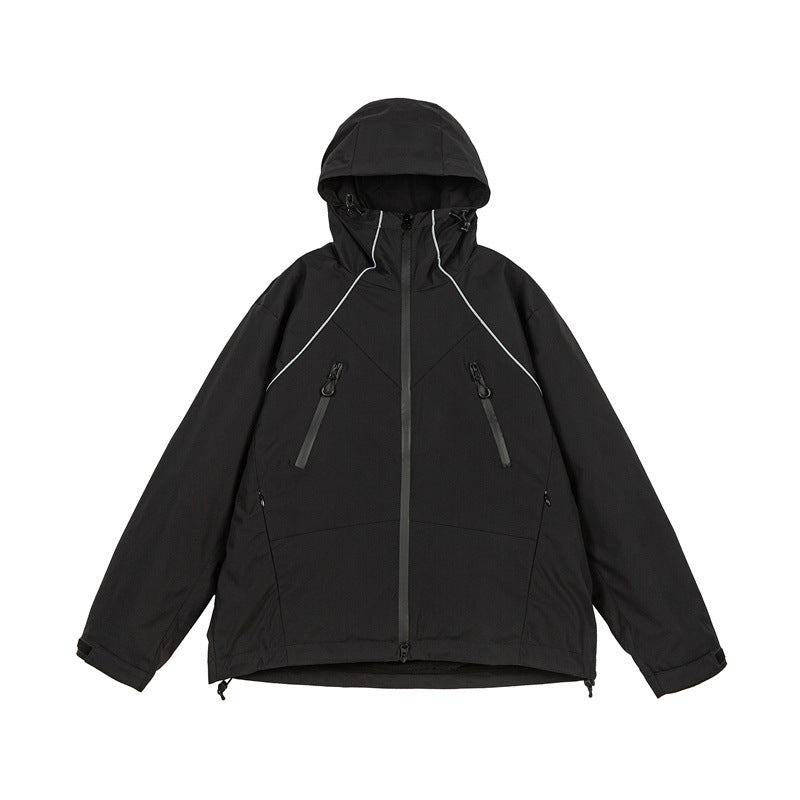 Outdoor Hooded Windbreaker Jacket for Men, Unisex 3-in-1 Loose Casual Cotton Coat