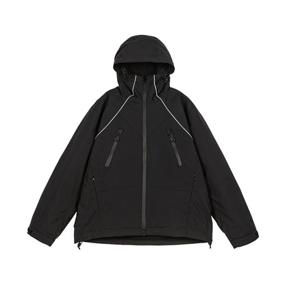 Outdoor Hooded Windbreaker Jacket for Men, Unisex 3-in-1 Loose Casual Cotton Coat