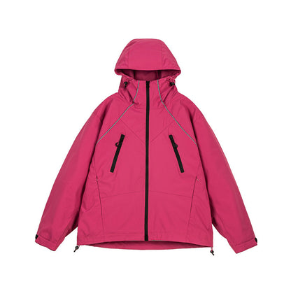 Outdoor Hooded Windbreaker Jacket for Men, Unisex 3-in-1 Loose Casual Cotton Coat